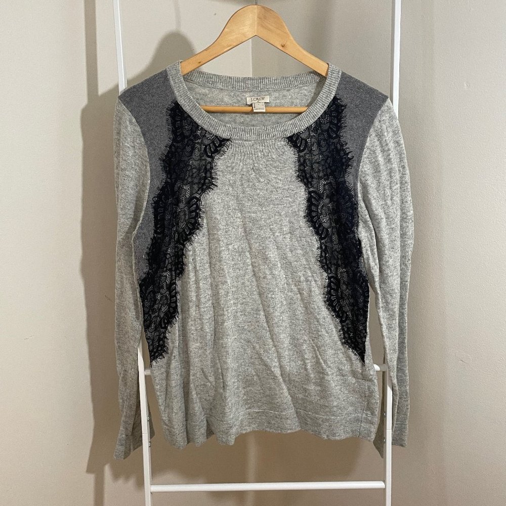 J.Crew Sweater with Black Lace Detail
